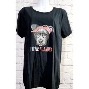 Fruit of The Loom Black Pittie Grandma Graphic T Shirt 2XL Lightweight Short